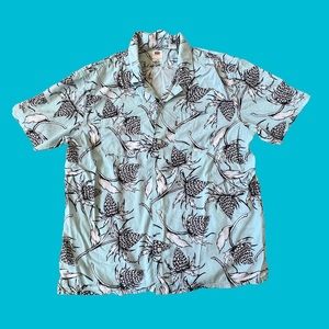 Levi's Hawaiian Button Shirt Floral Relaxed Fit Light Blue Men Size Large
